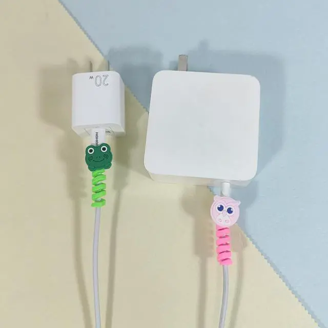 Alt view image 6 of 7 - 10 Pack Cartoon Animal Cable Protectors for Phone Charging Cord, Silicone USB Wire Saver for Android Smartphone Data Line, Multicolor Decorative Cord Wraps for Phone Accessories