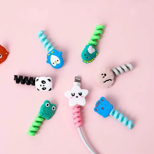 Alt view image 7 of 7 - 10 Pack Cartoon Animal Cable Protectors for Phone Charging Cord, Silicone USB Wire Saver for Android Smartphone Data Line, Multicolor Decorative Cord Wraps for Phone Accessories