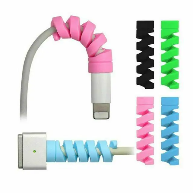 Main image of 12 Pack Charging Cable Protector Cable Management Organizer Protective Spiral Tube Wire Protectors Cord Sleeve Line Saver for Apple iPhone iPod iPad MacBook Tablet iWatch Android Charger Phone