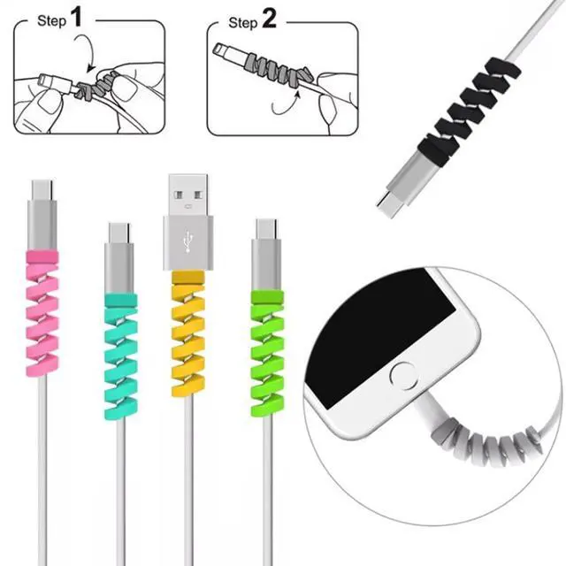 Alt view image 2 of 6 - 12 Pack Charging Cable Protector Cable Management Organizer Protective Spiral Tube Wire Protectors Cord Sleeve Line Saver for Apple iPhone iPod iPad MacBook Tablet iWatch Android Charger Phone