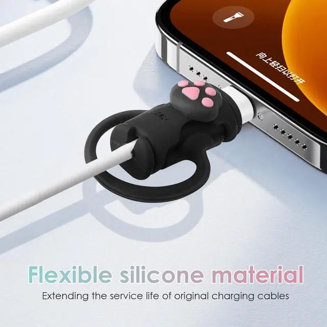 Alt view image 5 of 7 - Cable Protector for iPhone Charger, Silicone Charger Cord Protector Cute Black Cat Claws Wire Protector 2 in 1 Flexible Cable Protectors for Cords Anti-Break Charging Cable Cord Saver Winder