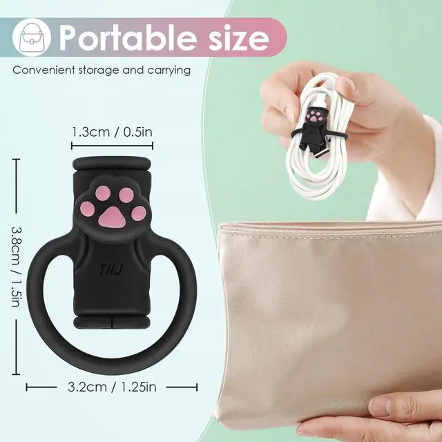 Alt view image 6 of 7 - Cable Protector for iPhone Charger, Silicone Charger Cord Protector Cute Black Cat Claws Wire Protector 2 in 1 Flexible Cable Protectors for Cords Anti-Break Charging Cable Cord Saver Winder