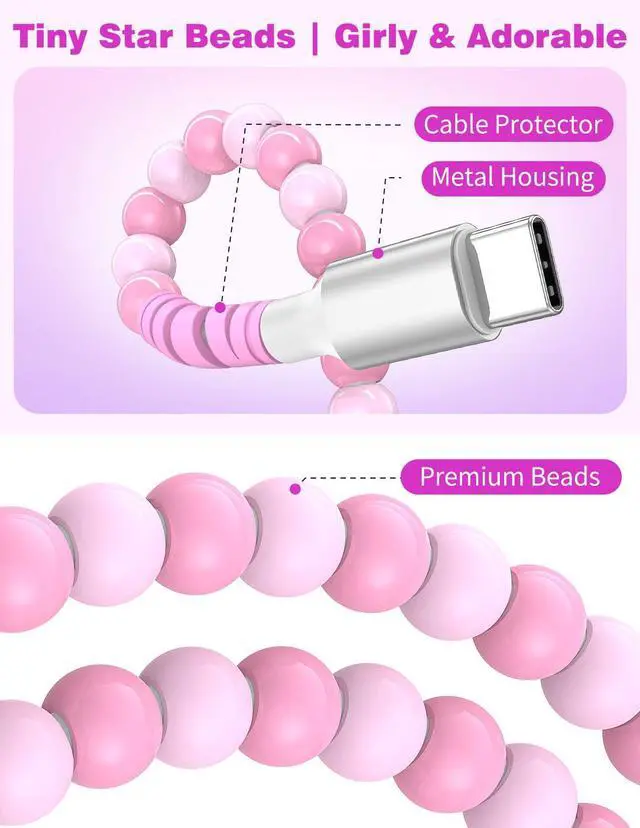 Alt view image 7 of 7 - 3FT USB-A to USB-C Fast Charging Cable Beaded &Data Sync Women Girl