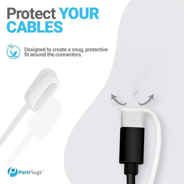 Alt view image 3 of 7 - USB C Cable Dust Caps 5 Pack with Integrated Tether, Black