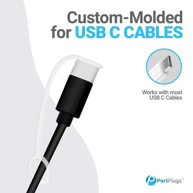 Alt view image 6 of 7 - USB C Cable Dust Caps 5 Pack with Integrated Tether, Black