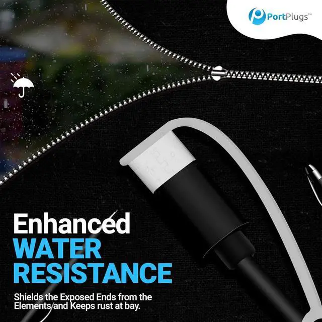 Alt view image 7 of 7 - USB C Cable Dust Caps 5 Pack with Integrated Tether, Black