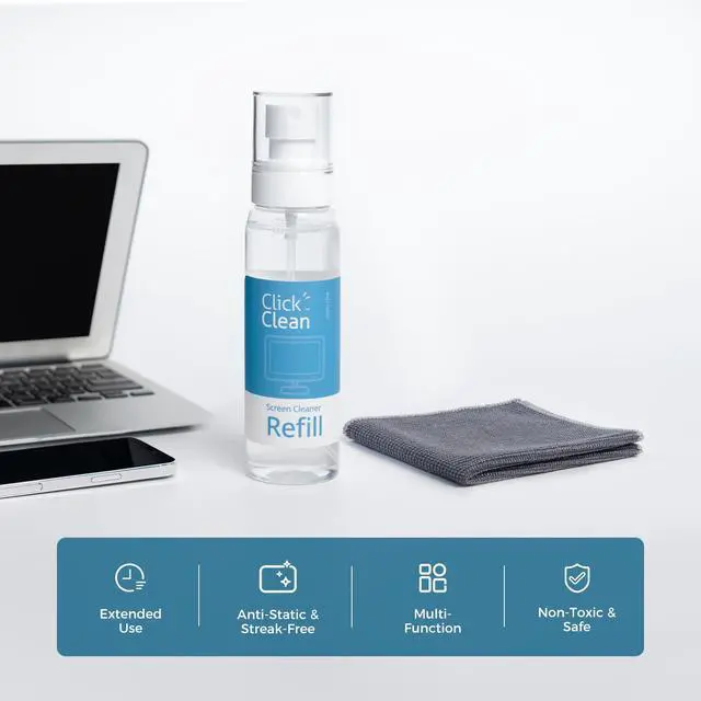 Alt view image 2 of 7 - Screen Cleaner Kit with 4 oz Refill, Cloth, Funnel & Sprayer