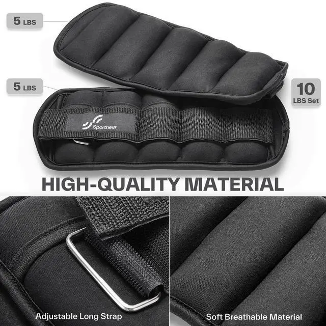 Alt view image 3 of 7 - Adjustable Ankle Weights, 2-10 lb per Pair, Removable Weights