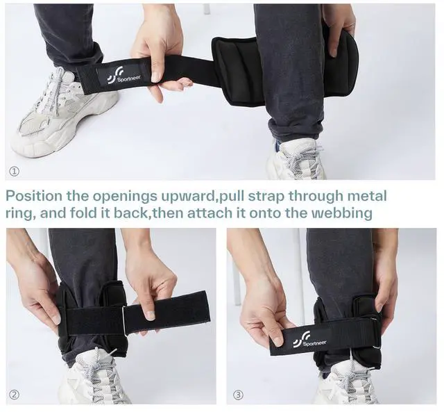 Alt view image 7 of 7 - Adjustable Ankle Weights, 2-10 lb per Pair, Removable Weights
