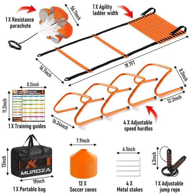 Alt view image 2 of 7 - Agility Ladder, Agility Speed Training Equipment Set, 20ft Speed Ladder