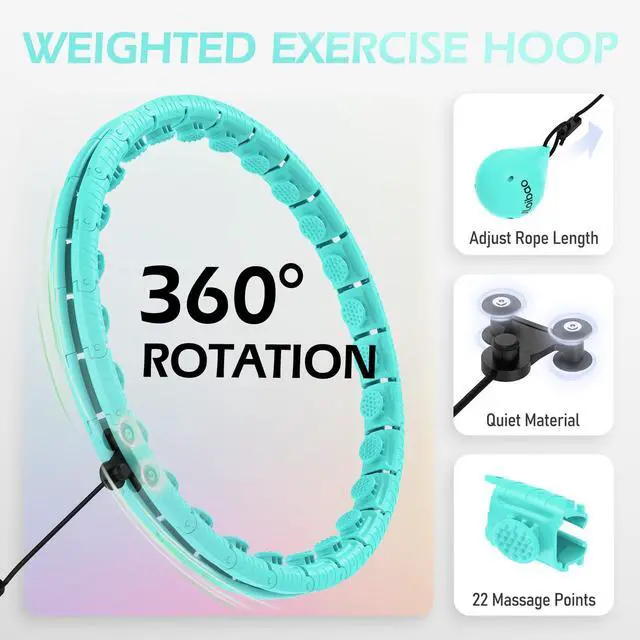 Alt view image 3 of 7 - Weighted Hula Circle with 26/32 Links(56-66 Inch) for Adults Weight Loss, Infinity Fitness Hoop Plus Size, for Women Smart Exercise Equipment