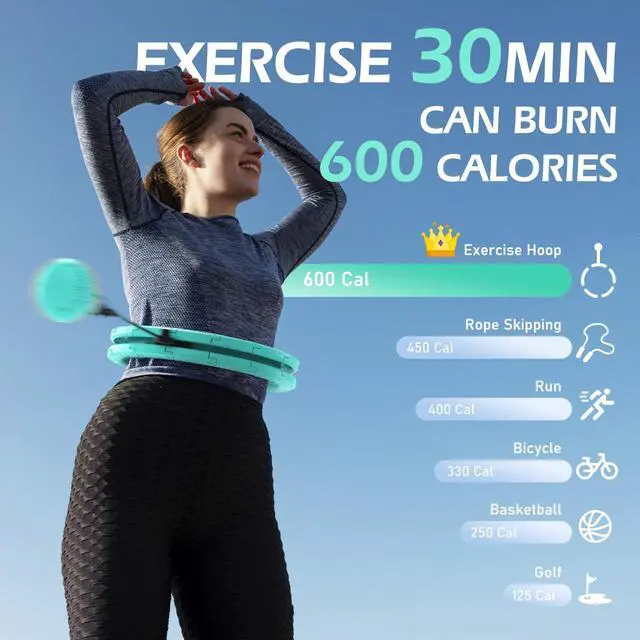 Alt view image 6 of 7 - Weighted Hula Circle with 26/32 Links(56-66 Inch) for Adults Weight Loss, Infinity Fitness Hoop Plus Size, for Women Smart Exercise Equipment