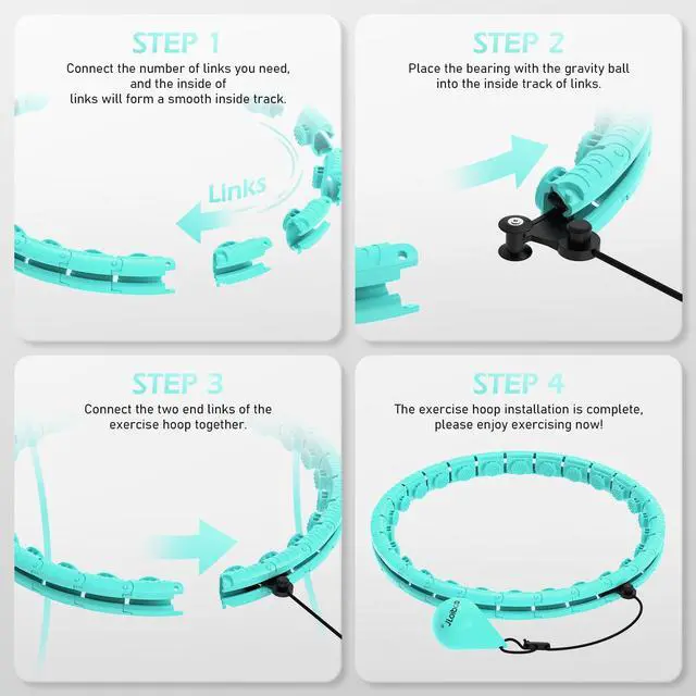 Alt view image 7 of 7 - Weighted Hula Circle with 26/32 Links(56-66 Inch) for Adults Weight Loss, Infinity Fitness Hoop Plus Size, for Women Smart Exercise Equipment