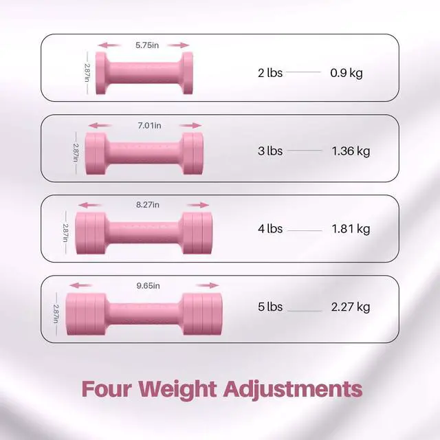 Alt view image 3 of 7 - Adjustable Dumbbell Set, 4 in 1 Free Weight Dumbbell Set for Women, Hand Weight for Women at Home, Each 2lb 3lb 4lb 5lb with TPU Soft Rubber Handle for Home Gym Aquatic Fitness Equipment