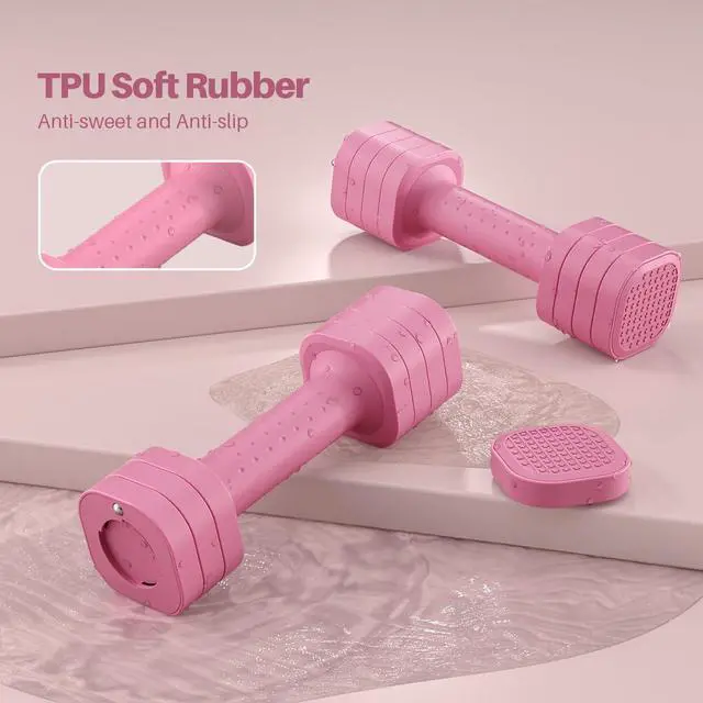 Alt view image 5 of 7 - Adjustable Dumbbell Set, 4 in 1 Free Weight Dumbbell Set for Women, Hand Weight for Women at Home, Each 2lb 3lb 4lb 5lb with TPU Soft Rubber Handle for Home Gym Aquatic Fitness Equipment