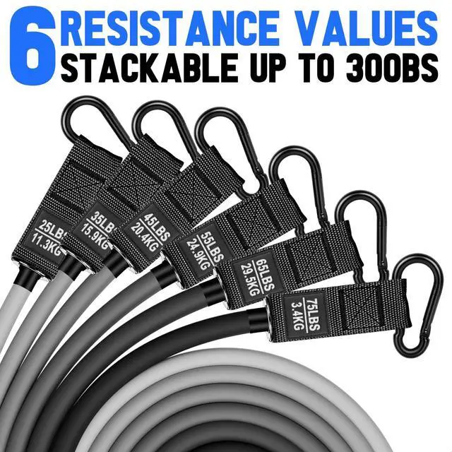 Alt view image 2 of 6 - Heavy Resistance Bands for Working Out, 300lbs/360lb/420lb Exercise Bands Workout Bands with Handles, Door Anchor, Ankle Straps, Home Gym Workout Equipment for Men Fitness Strength Training Stretching