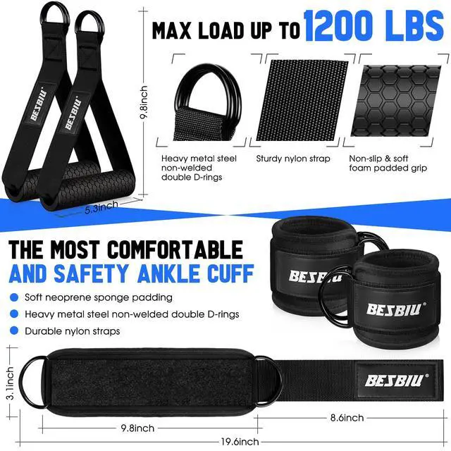 Alt view image 3 of 6 - Heavy Resistance Bands for Working Out, 300lbs/360lb/420lb Exercise Bands Workout Bands with Handles, Door Anchor, Ankle Straps, Home Gym Workout Equipment for Men Fitness Strength Training Stretching