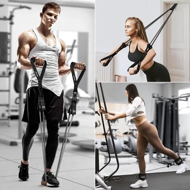 Alt view image 6 of 6 - Heavy Resistance Bands for Working Out, 300lbs/360lb/420lb Exercise Bands Workout Bands with Handles, Door Anchor, Ankle Straps, Home Gym Workout Equipment for Men Fitness Strength Training Stretching
