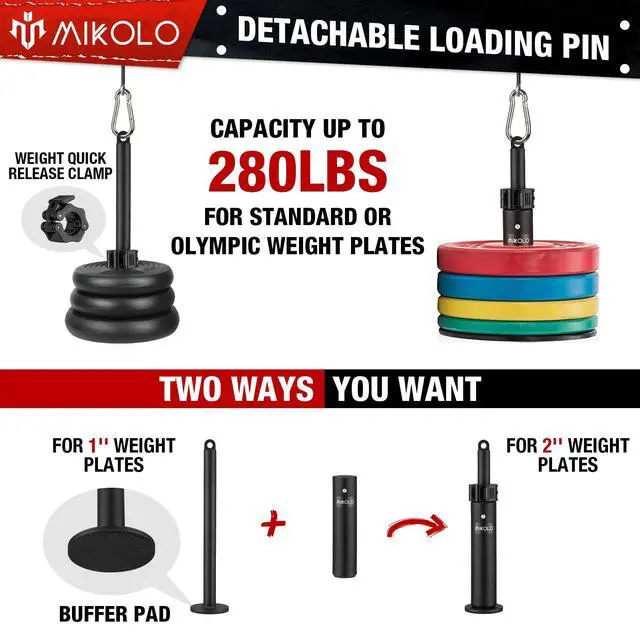 Alt view image 4 of 5 - Fitness LAT and Lift Pulley System, Dual Cable Machine(70'' and 90'') with Upgraded Loading Pin for Triceps Pull Down, Biceps Curl, Back, Forearm, Shoulder-Home Gym Equipment(Patent)