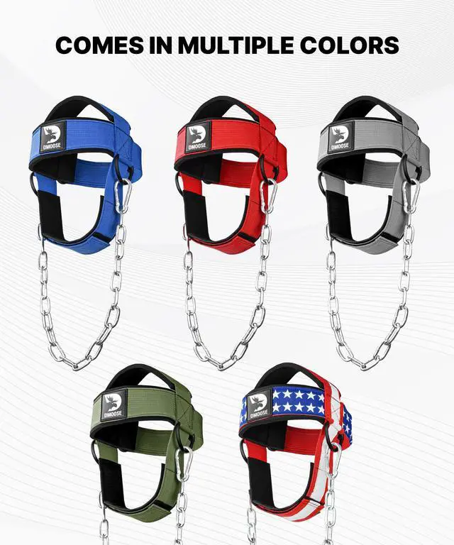 Alt view image 7 of 7 - Neck Harness for Weight Lifting - Soft Padded Head & Chin Strap with 30" Heavy Duty Steel Chain - Neck Exerciser, Trainer & Strengthener to Support Injury Recovery (Black)