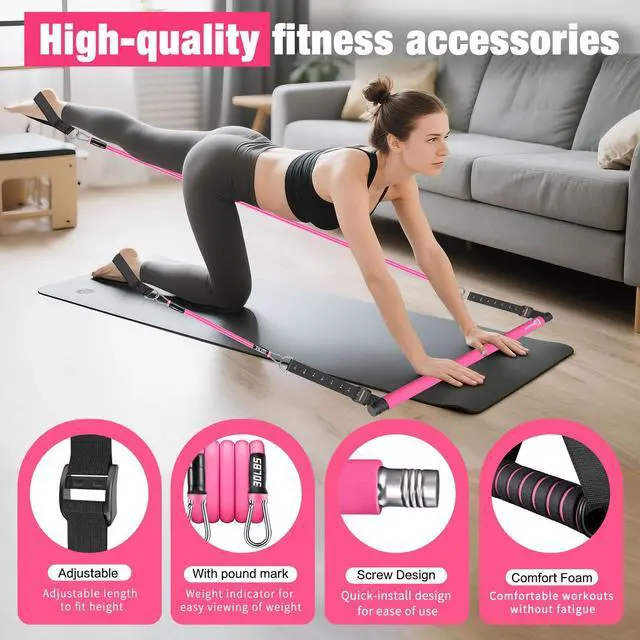 Alt view image 4 of 7 - Pilates Bar Kit with Resistance Bands,Full Body Workout Equipment