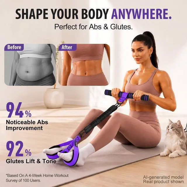 Alt view image 2 of 7 - Adjustable Foot Pedal Resistance Band with Handle, Multifunction AB/Core Workout Equipment for Women, 3-in-1 Exercise Bands for Working Out, 30-90lbs Heavy Duty Home Gym Yoga Fitness Equipment