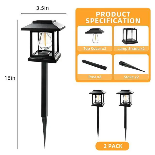 Alt view image 2 of 7 - Solar Pathway Lights 2-Pack for for Yard Walkways