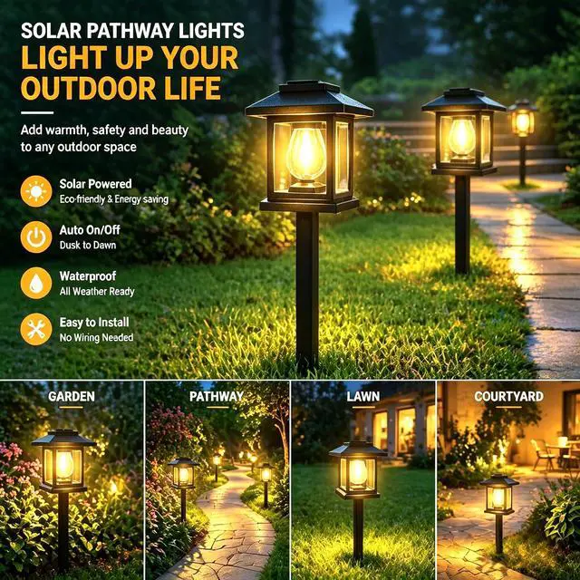 Alt view image 6 of 7 - Solar Pathway Lights 2-Pack for for Yard Walkways