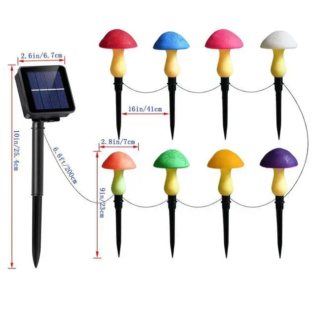 Alt view image 7 of 7 - Solar Garden Decor Lights 8 Crack Mushrooms Outdoor Decor Stake Lights, Waterproof Solar Pathway Light Gardening Gifts for Garden Gnomes Backyard Flower Bed Christmas Decorations