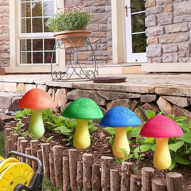 Alt view image 4 of 7 - Solar Garden Decor Lights 8 Crack Mushrooms Outdoor Decor Stake Lights, Waterproof Solar Pathway Light Gardening Gifts for Garden Gnomes Backyard Flower Bed Christmas Decorations