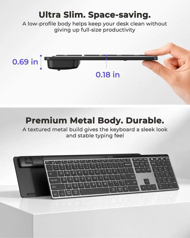 Alt view image 4 of 7 - COE64-3 Pro Wireless Bluetooth Keyboard Mouse Combo, 7-Color Backlit