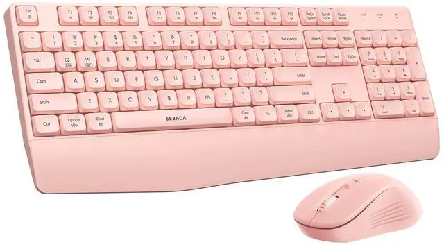 Main image of Wireless Bluetooth Ergonomic Keyboard Mouse Combo, Full Size, Pink