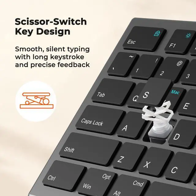 Alt view image 3 of 7 - Rechargeable Bluetooth Keyboard and Mouse Combo, Scissor-Switch