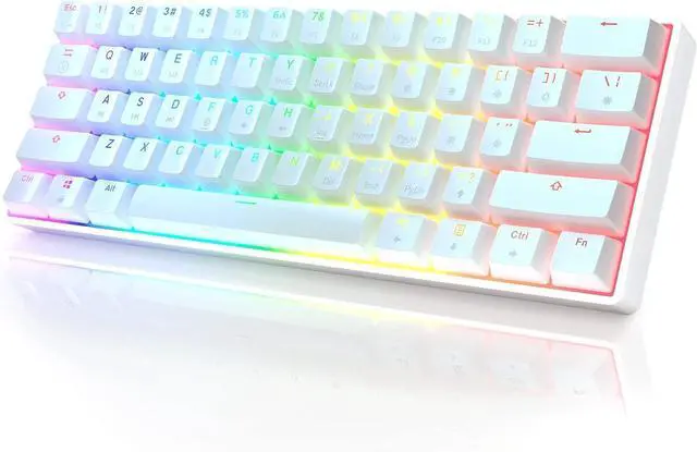 Main image of GK61 Mechanical Gaming Keyboard - 61 Keys Multi Color RGB Illuminated LED Backlit Wired Programmable for PC/Mac Gamer (Gateron Optical Brown, White)