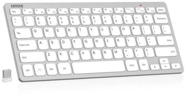 Main image of 2.4G Wireless Keyboard Ultra Slim and Compact Keyboard with Media Hotkeys for Computer Desktop PC Laptop Surface Smart TV and Windows 11/10/8/7, Silver