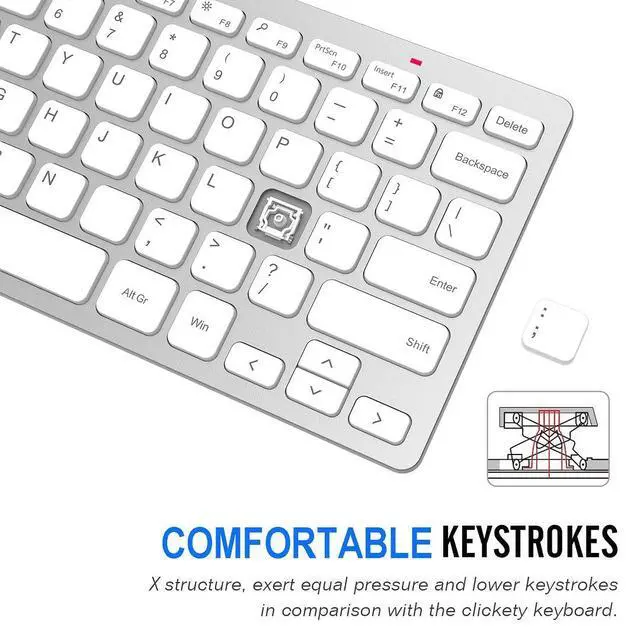Alt view image 3 of 7 - 2.4G Wireless Keyboard Ultra Slim and Compact Keyboard with Media Hotkeys for Computer Desktop PC Laptop Surface Smart TV and Windows 11/10/8/7, Silver