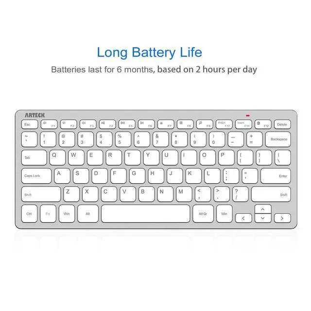Alt view image 4 of 7 - 2.4G Wireless Keyboard Ultra Slim and Compact Keyboard with Media Hotkeys for Computer Desktop PC Laptop Surface Smart TV and Windows 11/10/8/7, Silver