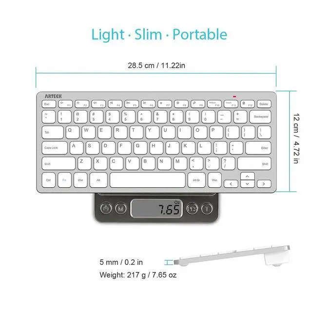 Alt view image 6 of 7 - 2.4G Wireless Keyboard Ultra Slim and Compact Keyboard with Media Hotkeys for Computer Desktop PC Laptop Surface Smart TV and Windows 11/10/8/7, Silver