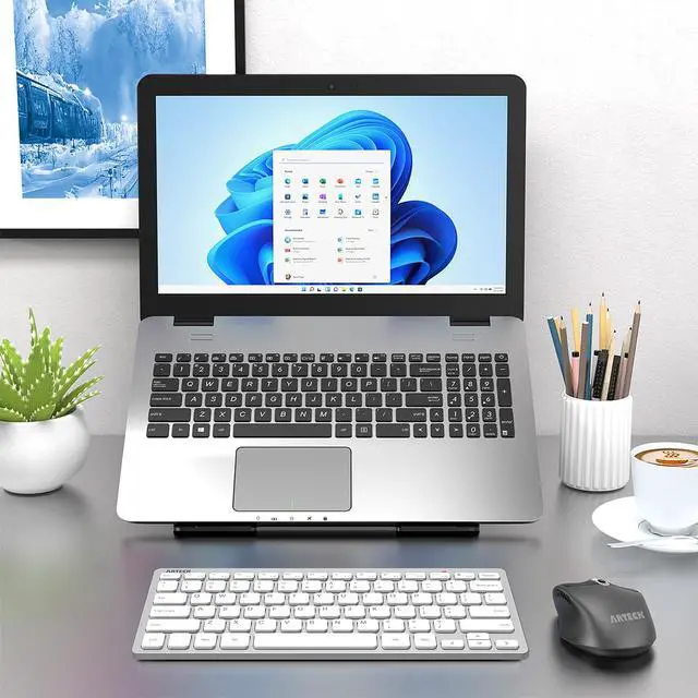 Alt view image 7 of 7 - 2.4G Wireless Keyboard Ultra Slim and Compact Keyboard with Media Hotkeys for Computer Desktop PC Laptop Surface Smart TV and Windows 11/10/8/7, Silver