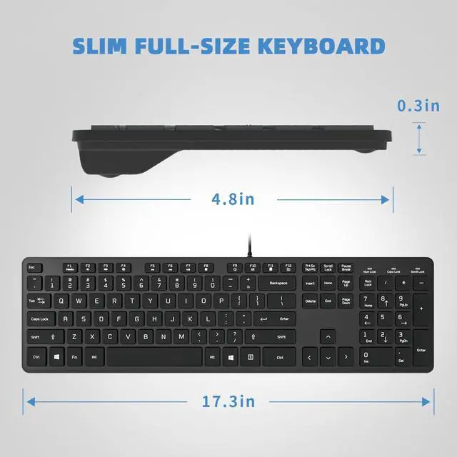 Alt view image 4 of 7 - USB Wired Keyboard for Window,Comfortable Quiet Chocolate Keys, Durable Ultra-Slim Wired Computer Keyboard(QWERTY) for PC, Windows 11/10/8/7/XP/Vista KB1430