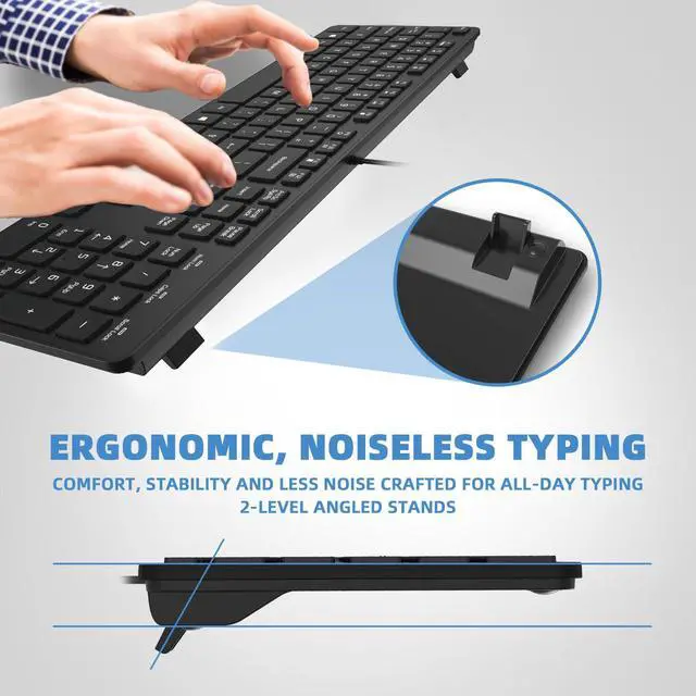 Alt view image 7 of 7 - USB Wired Keyboard for Window,Comfortable Quiet Chocolate Keys, Durable Ultra-Slim Wired Computer Keyboard(QWERTY) for PC, Windows 11/10/8/7/XP/Vista KB1430