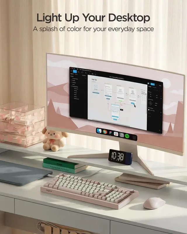 Alt view image 6 of 7 - Pastel Wireless Keyboard, Computer Gaming Keyboard -Pink