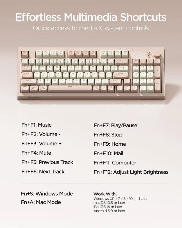 Alt view image 7 of 7 - Pastel Wireless Keyboard, Computer Gaming Keyboard -Pink