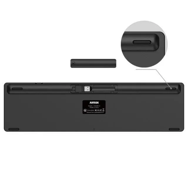 Alt view image 5 of 7 - 2.4G Wireless Keyboard Ultra Slim Full Size Keyboard with Numeric Keypad and Media Hotkey for Computer/Desktop/PC/Laptop/Surface/Smart TV and Windows 10/8/ 7 Built-in Rechargeable Battery