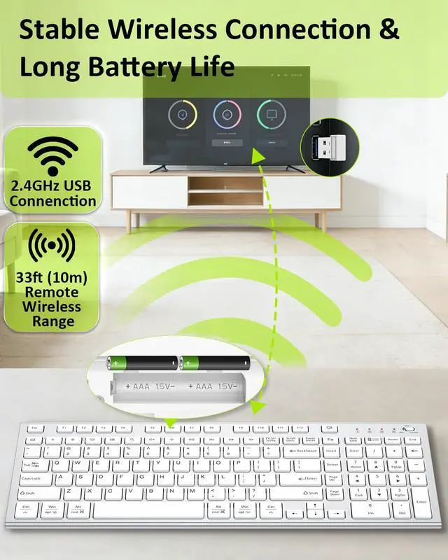 Alt view image 6 of 7 - Wireless Keyboard, Silent Flat Soft Cover with Number Pad Silver