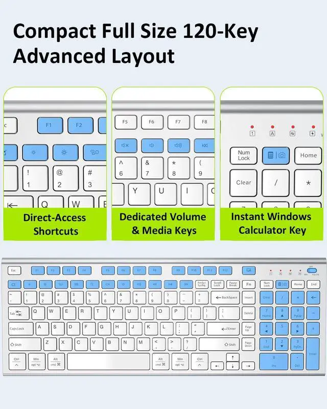 Alt view image 5 of 7 - Wireless Keyboard, Silent Flat Soft Cover with Number Pad Silver