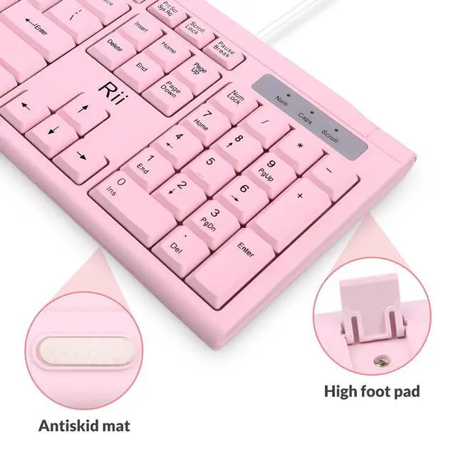 Alt view image 7 of 7 - RK907 Ultra-Slim Compact USB Wired Keyboard for MAC and PC-Pink