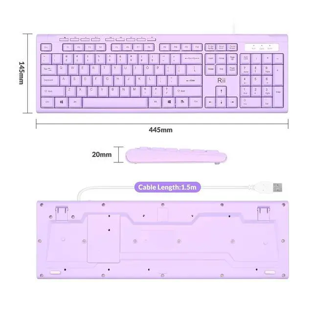 Alt view image 4 of 7 - RK907 Ultra-Slim Compact USB Wired Keyboard for MAC and PC-Purple