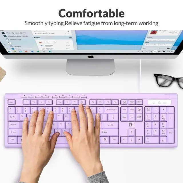Alt view image 5 of 7 - RK907 Ultra-Slim Compact USB Wired Keyboard for MAC and PC-Purple