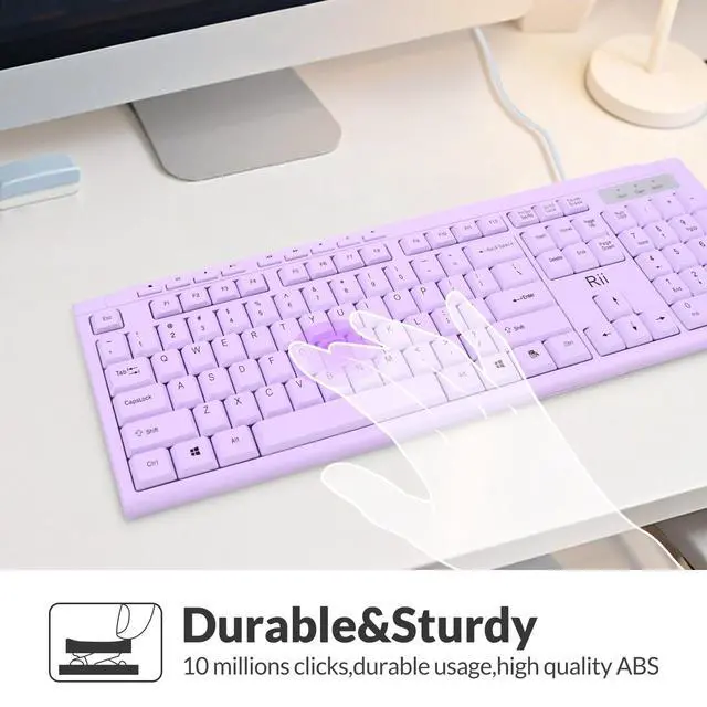 Alt view image 6 of 7 - RK907 Ultra-Slim Compact USB Wired Keyboard for MAC and PC-Purple